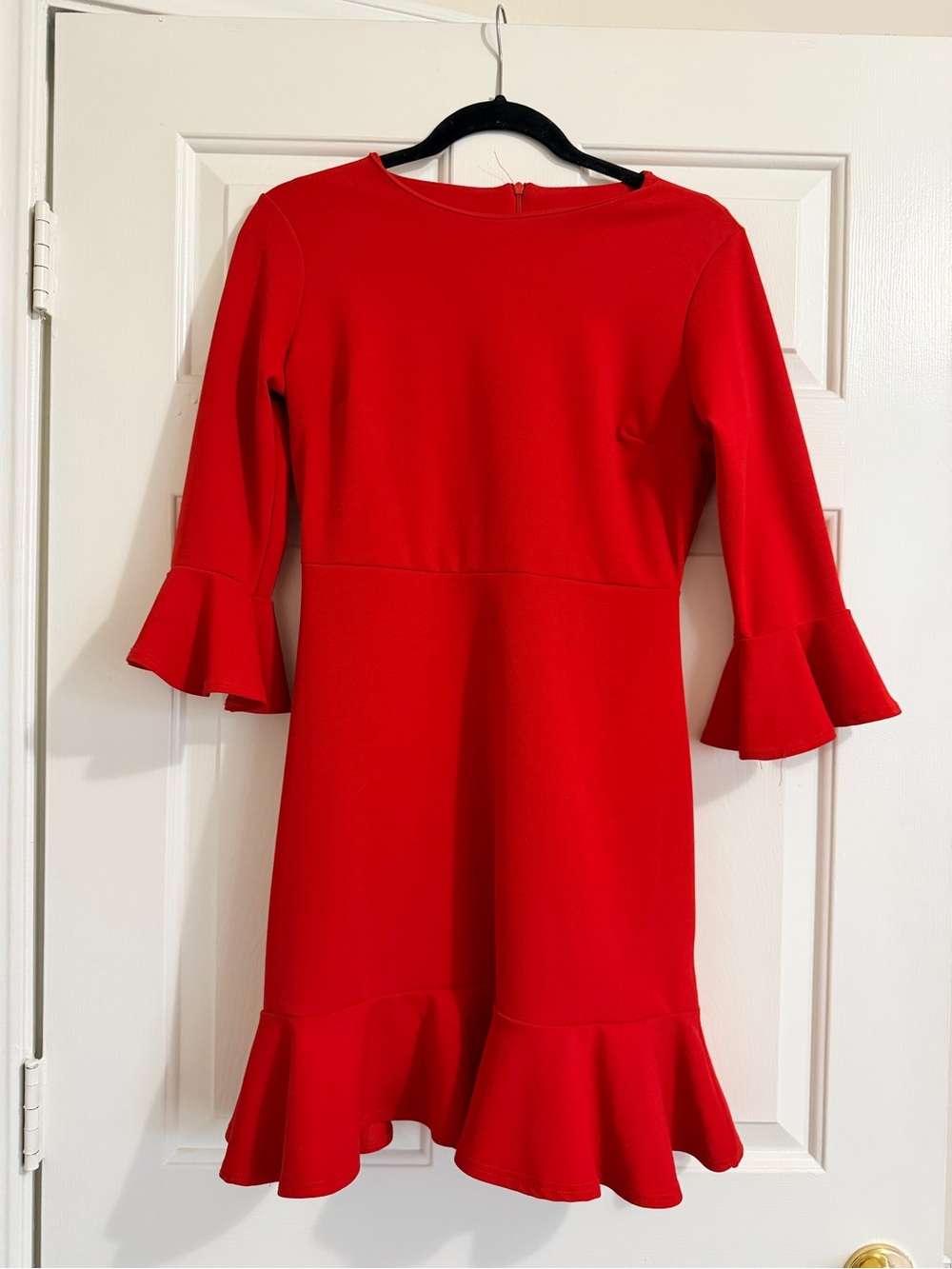 Red Ruffle Hem Dress